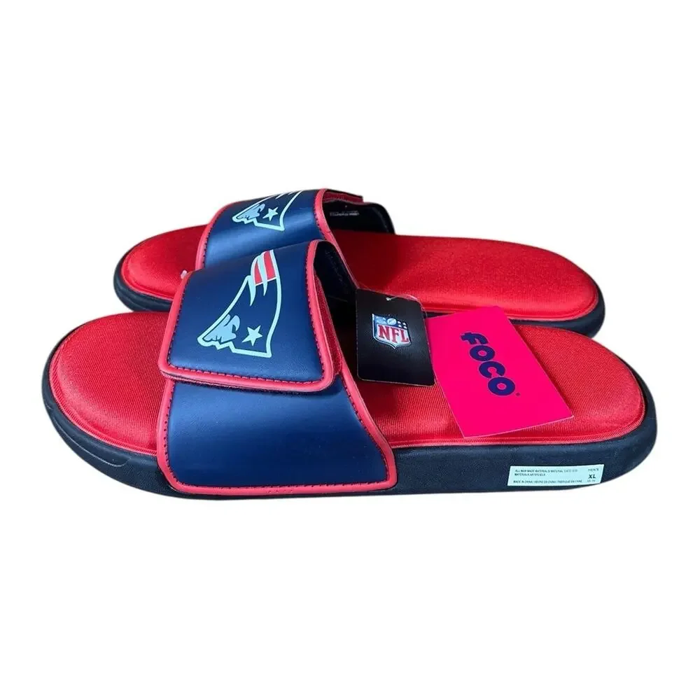 FOCO New England Patriots NFL Mens Memory Foam Sport Slide Sandals XL 13-14‎ NEW